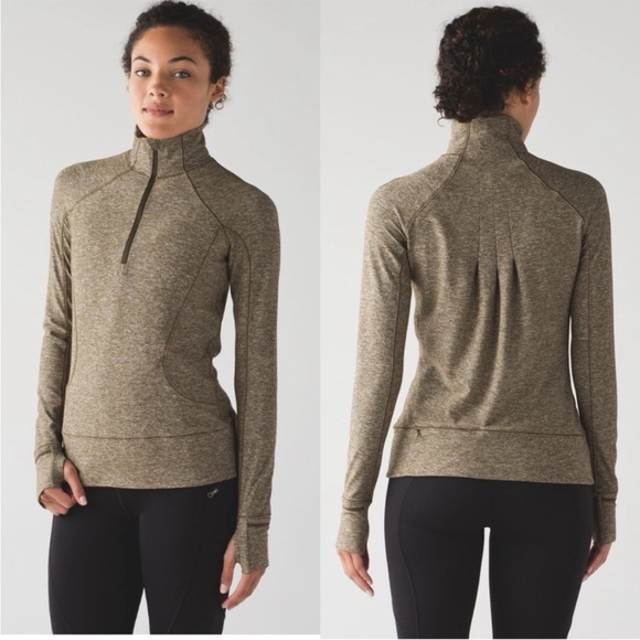 lululemon athletica Tops - Lululemon Rush Hour 1/2 Zip Pullover Sweatshirt In Heathered Army Green Size 10